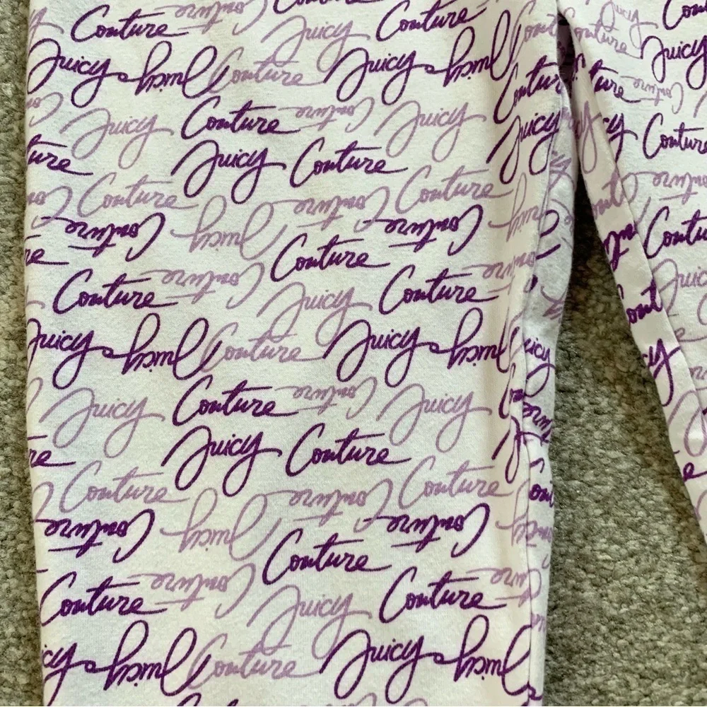 Juicy Couture White and Purple Logo Leggings 6X